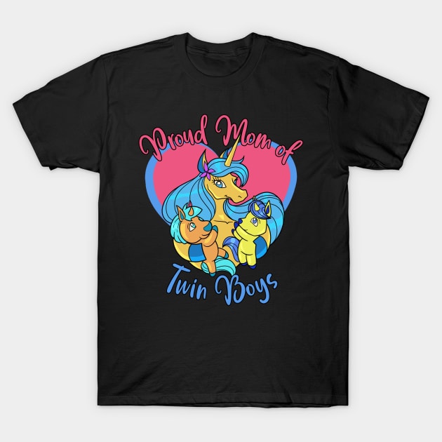 Unicorn Twins - Proud Mom of Twin Boys T-Shirt by Modern Medieval Design